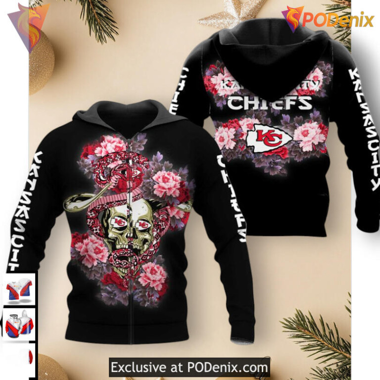 Vintage Skull Rose Kansas City Chiefs Hoodie, Classic 3D Limited Edition - 1