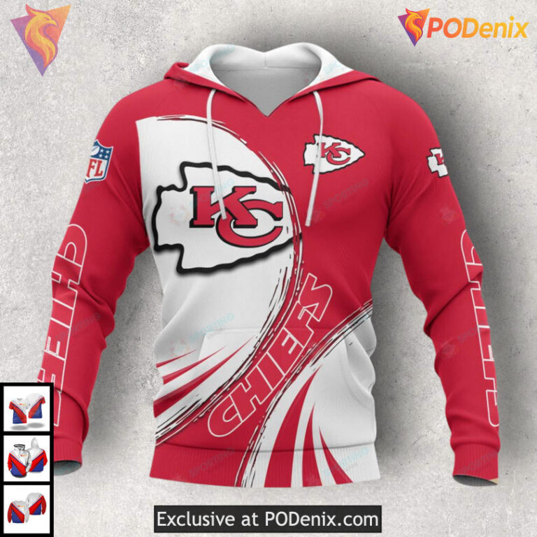 Vintage Wave Design Youth Kansas City Chiefs Hoodie Custom 3D Limited Apparel