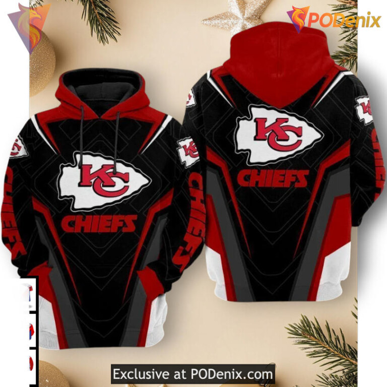 Vortex Emblem Kansas City Chiefs Mens Hoodie, Custom 3D Football Fan Gear