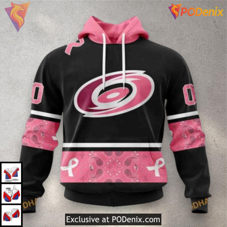 We Wear Pink Breast Cancer Tribute Carolina Hurricanes Kids Hoodie Custom 3D