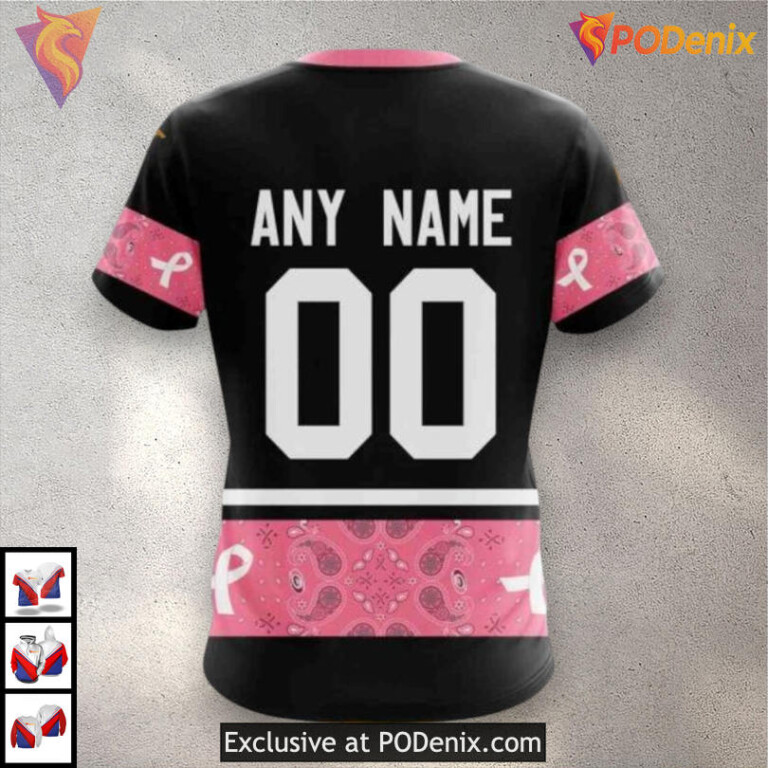 We Wear Pink Breast Cancer Tribute Carolina Hurricanes Kids Hoodie Custom 3D - 3