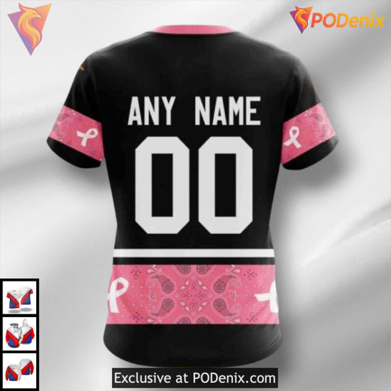 We Wear Pink Breast Cancer Tribute Retro Dallas Stars Hoodie Custom 3D - 3