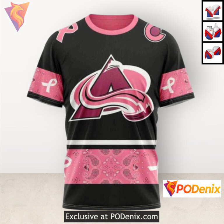 We Wear Pink Cancer Awareness Custom Colorado Avalanche Hoodie 3D - 2