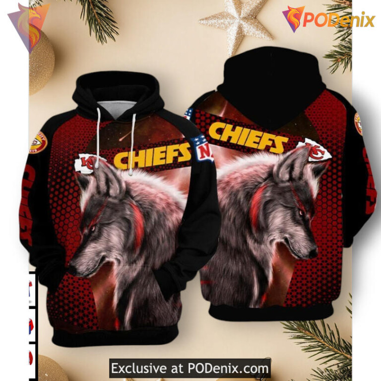 Wolf Artwork Custom Kansas City Chiefs Hoodie, Limited 3D Fan Apparel Edition