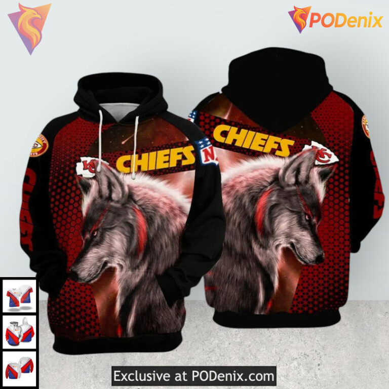 Wolf Pack Vintage Kansas City Chiefs Zip Up Hoodie Retro Style Fan Edition