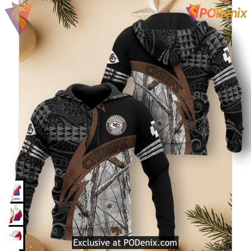 Woodland Camo Print Kansas City Chief Hoodie, Military Style Custom Fanwear Woodland Camo Print Kansas City Chief Hoodie, Military Style Custom Fanwear