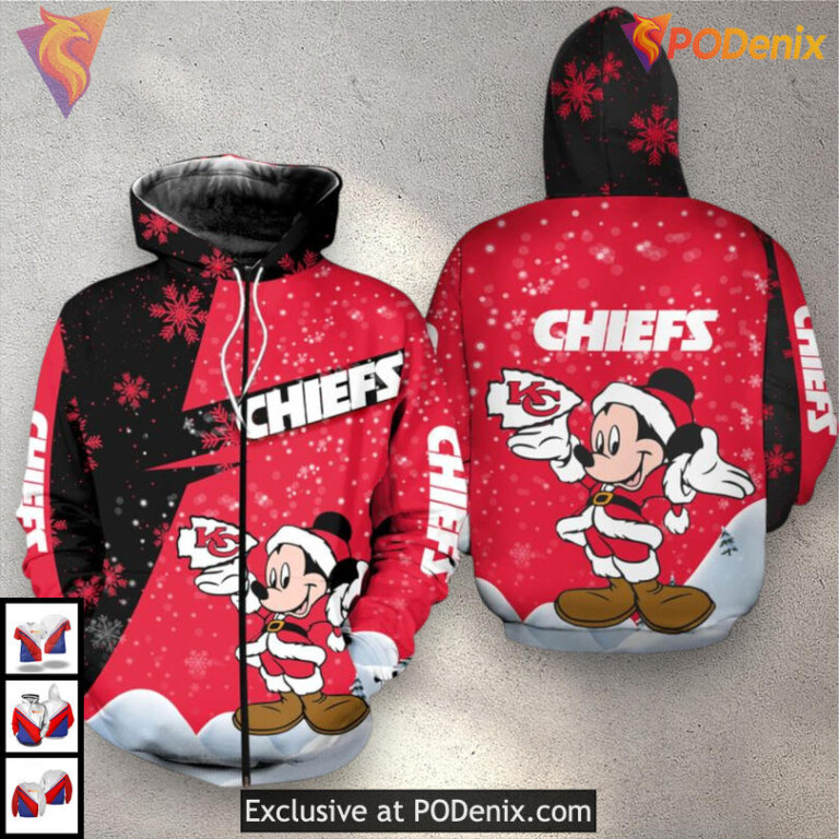 Xmas Mickey Retro Kansas City Chiefs Hoodies For Men, Holiday Custom Style