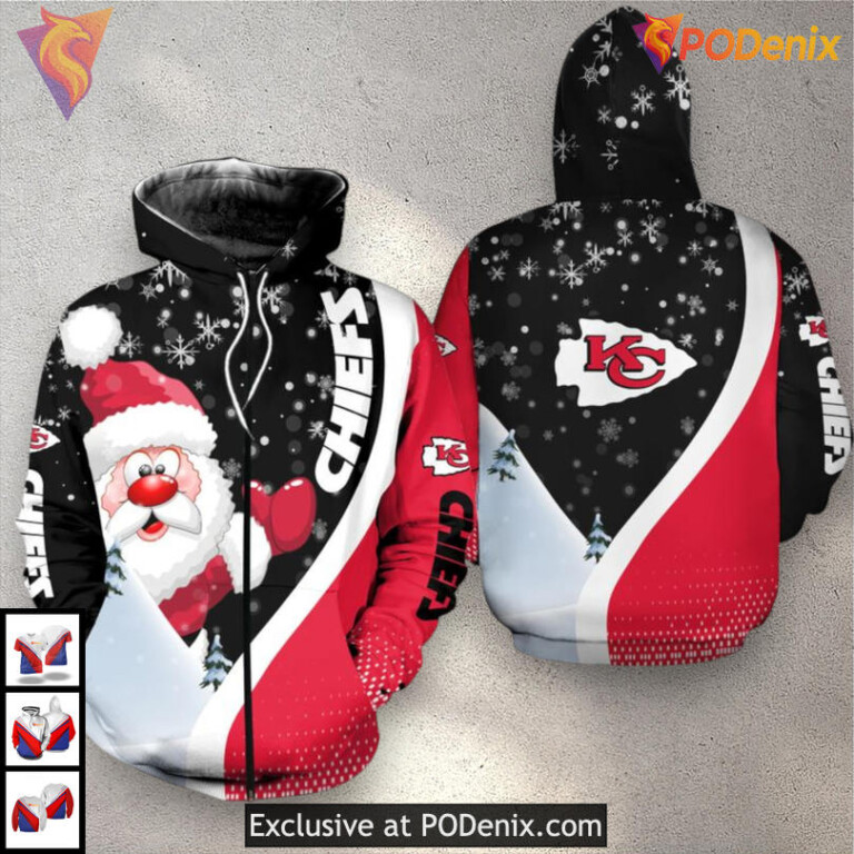 Xmas Santa Claus Kansas City Chiefs Hoodie For Men, Custom 3D Holiday Gear