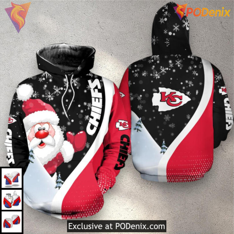 Xmas Santa Claus Kansas City Chiefs Hoodie For Men, Custom 3D Holiday Gear - 1