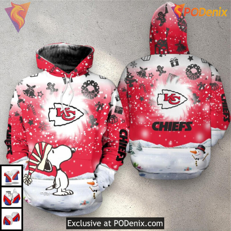 Xmas SNP Zip Up Kansas City Chiefs Hoodie, Custom Holiday 3D Fan Edition - 1