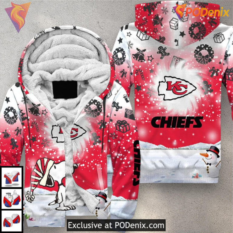 Xmas SNP Zip Up Kansas City Chiefs Hoodie, Custom Holiday 3D Fan Edition - 2