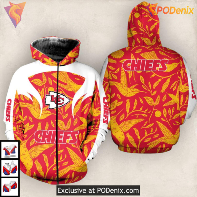 Youthful Floral Spirit Kansas City Chiefs Hoodie 3D with Zip Up Comfort - 1