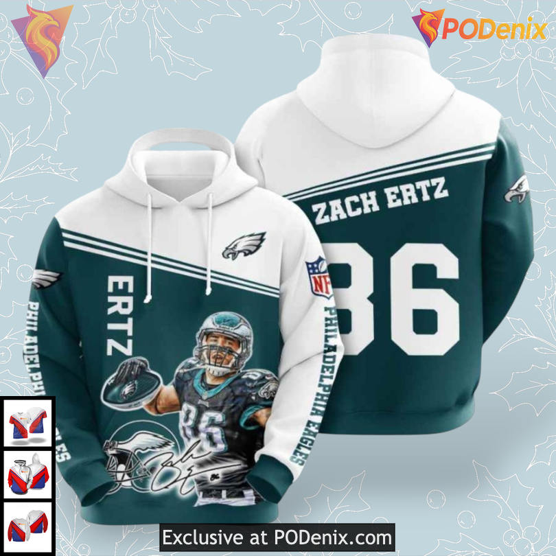Zach Ertz Sport Tribute Philadelphia Eagles Pullover Hoodie 3D NFL Fanwear Zach Ertz Sport Tribute Philadelphia Eagles Pullover Hoodie 3D NFL Fanwear