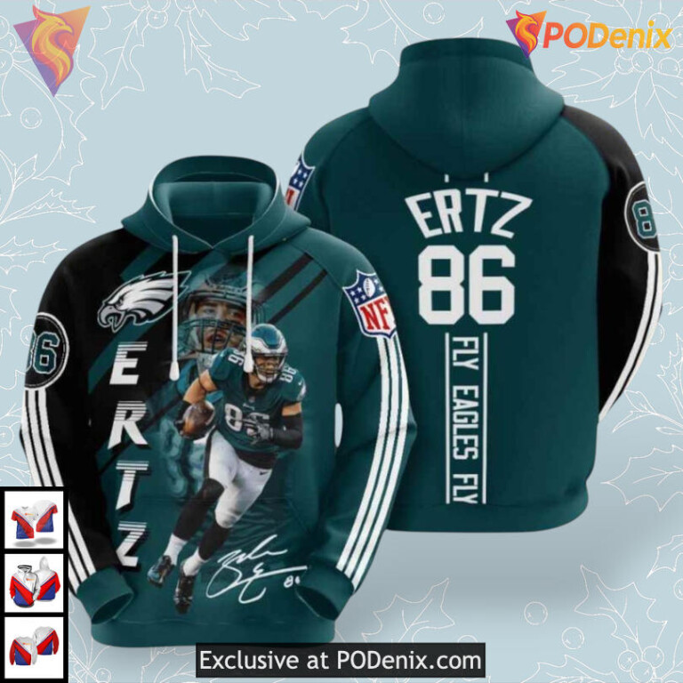 Zach Ertz USA Edition Philadelphia Eagles Full Zip Hoodie Custom NFL Apparel