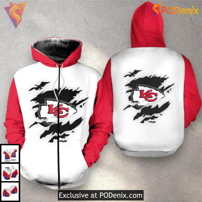 Zip Fleece Kansas City Chiefs Mens Hoodie, Custom 3D Limited Edition Style - 2