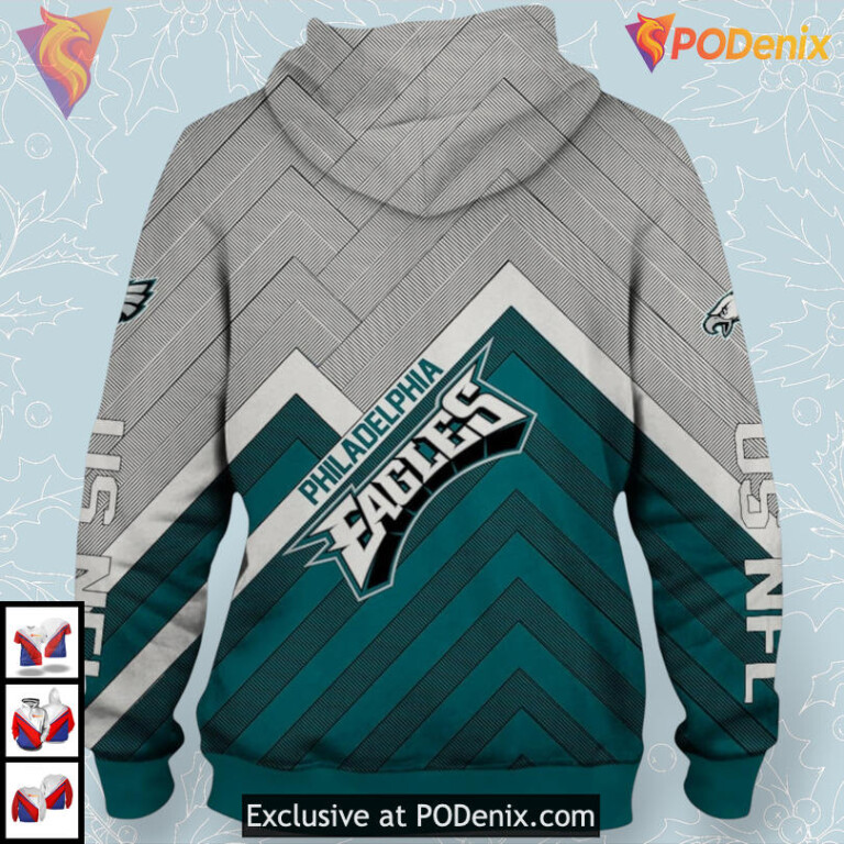 Zip Up Fan Edition Mens Philadelphia Eagles Hoodie 3D Apparel for Football Lovers - 1