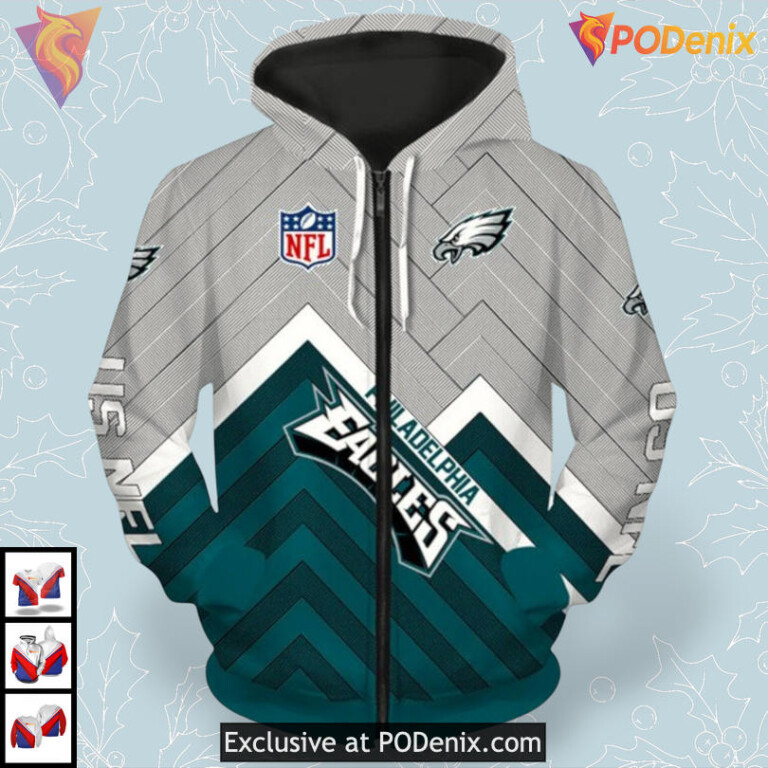 Zip Up Fan Edition Mens Philadelphia Eagles Hoodie 3D Apparel for Football Lovers - 2