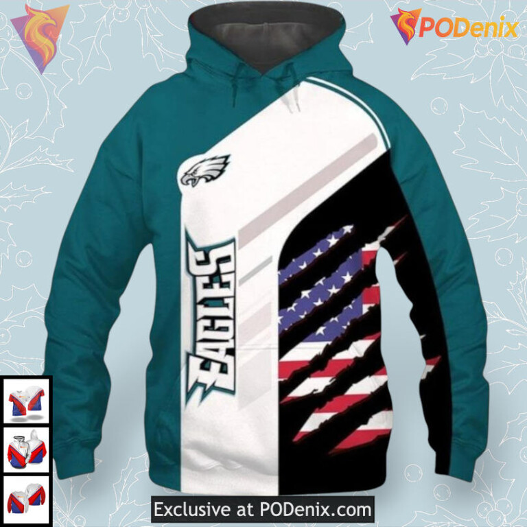 Zip Up Team Style Philadelphia Eagles Zip Up Hoodie NFL 3D Pullover Design