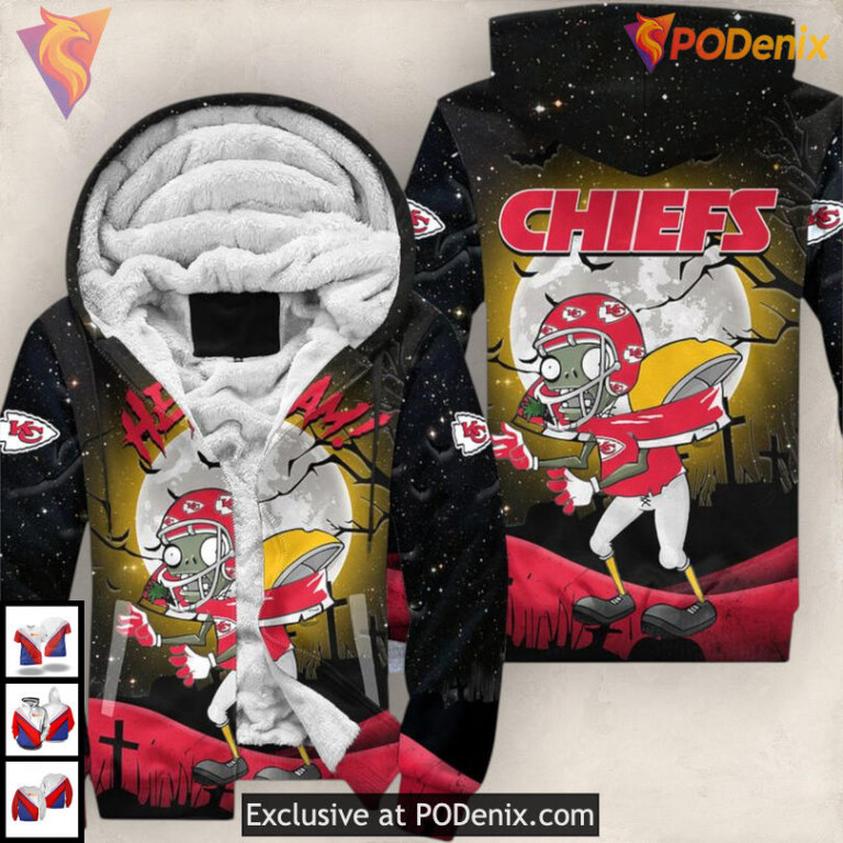 Zombie Football Graphics Youth Kansas City Chiefs Hoodie 3D Halloween - 2