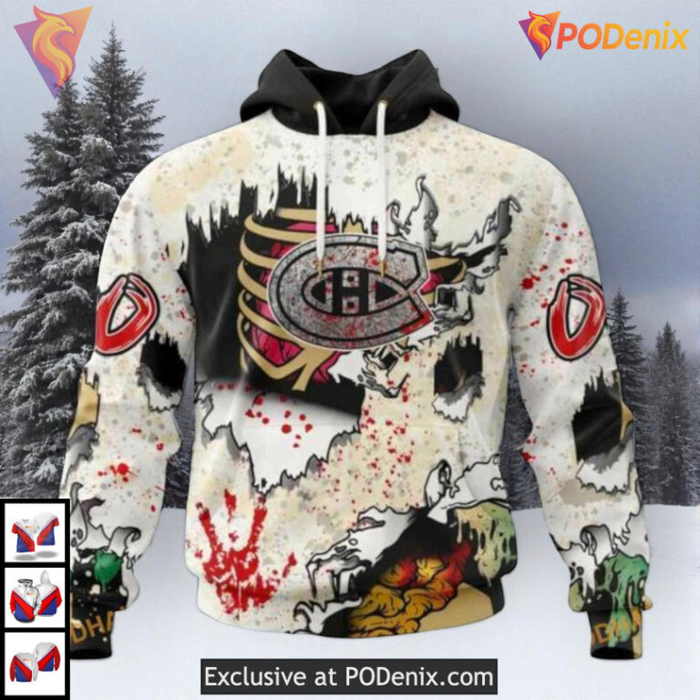 Zombie Halloween Costume Design NHL Vintage Montreal Canadiens Hoodie 3D