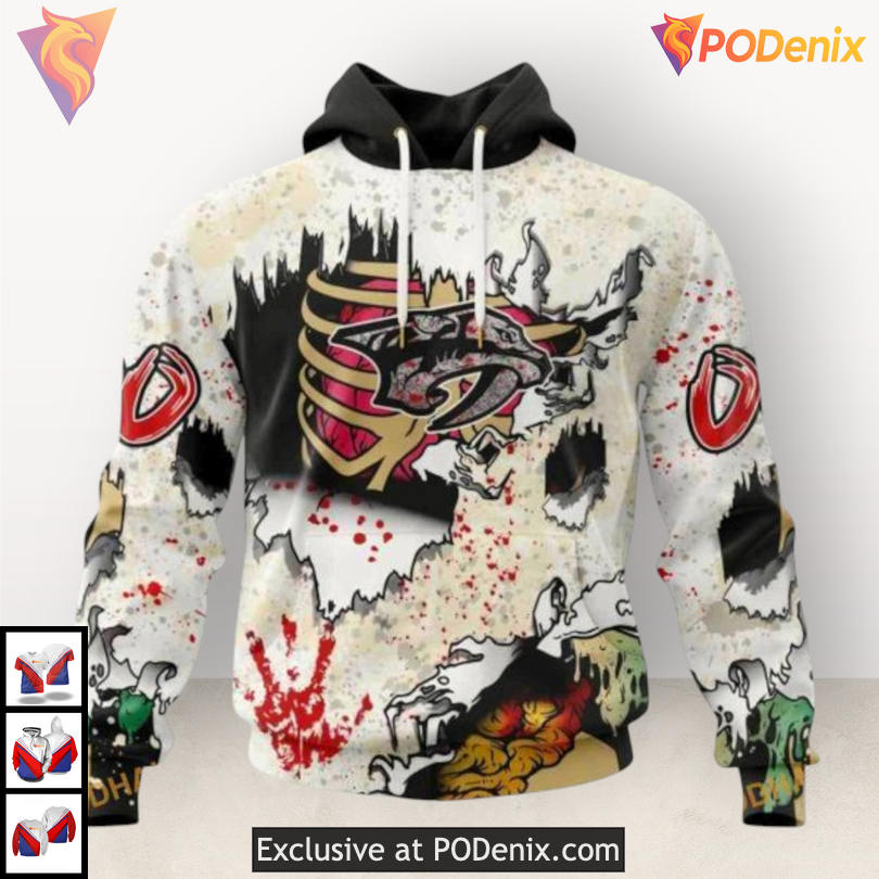 Zombie Halloween Costume Nashville Predators Full Print Hoodie Custom Apparel