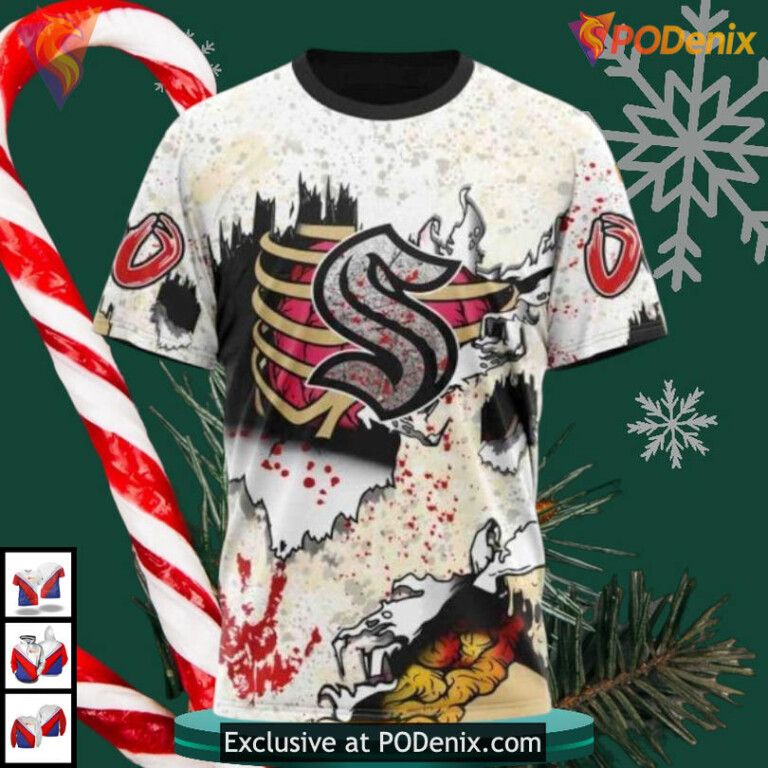 Zombie Halloween Costume Style NHL Seattle Kraken Hoodie 3D Custom - 2