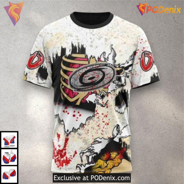 Zombie Halloween Style Carolina Hurricanes Unisex Hoodie Custom 3D - 2