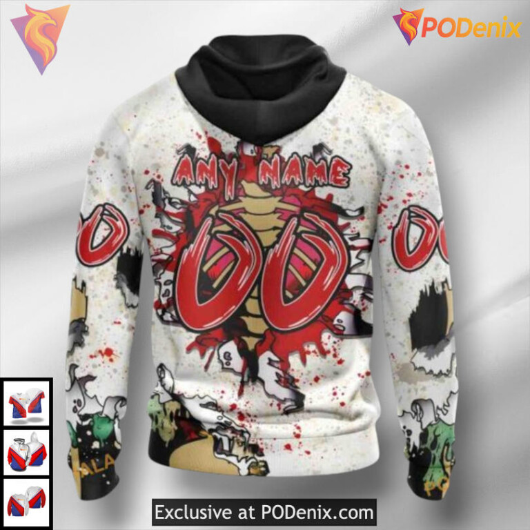 Zombie Style Halloween Calgary Flames Hoodie 3D Graphic Sweatshirt - 1