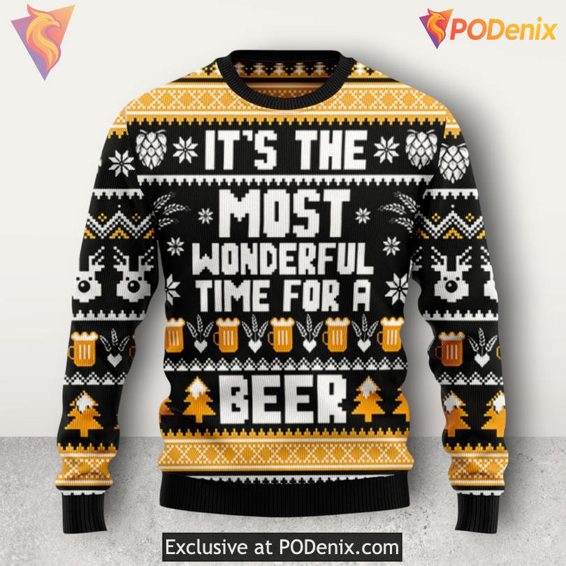 Beer Lovers Holiday Party Drinking Joke Fun Festive Xmas Christmas Sweater
