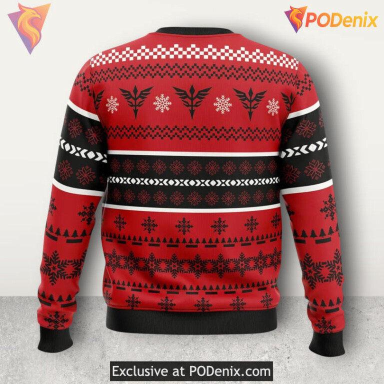 Gundam Zeon Mecha Anime Logo Symbol 3D Graphic Festive Holiday Xmas Sweater - 1