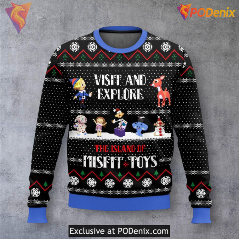 Island Of Misfit Toys Retro Cartoon Christmas Sweater Nostalgic Festive Style