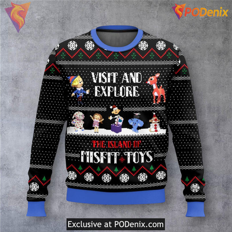 Island Of Misfit Toys Retro Cartoon Christmas Sweater Nostalgic Festive Style