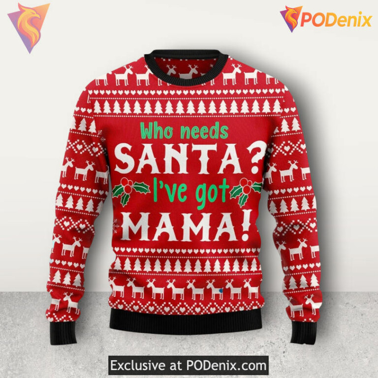 Mama Knows Best Family Funny Quote Holiday Party Christmas Sweater