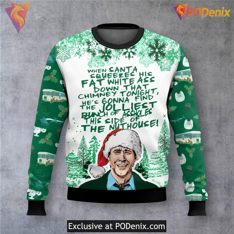 Santa Stuck In Chimney Quote Funny Xmas Sweater Festive Holiday Humor Style