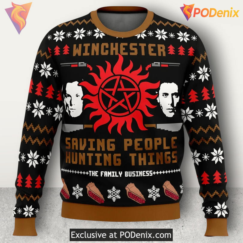 Supernatural Winchesters Hunting People Festive Horror Holiday Christmas Sweater