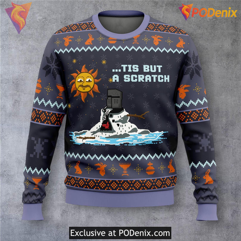 Tis But A Scratch Monty Python Holiday Sweater Classic Comedy Xmas Quote