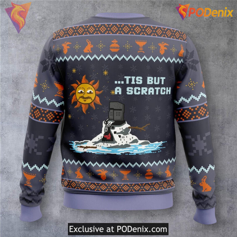 Tis But A Scratch Monty Python Holiday Sweater Classic Comedy Xmas Quote - 1