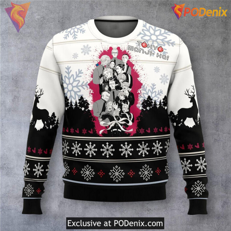 Tokyo Revengers Toman Crew Christmas Sweater Anime Gang Theme Festive Style