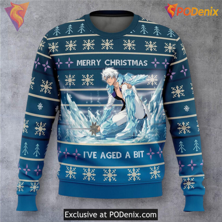 Toshiro Hitsugaya Bleach Scene 3D Christmas Sweater Anime Quote Festive Gift