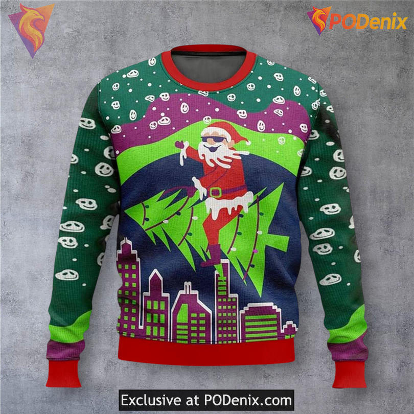 Tripping Santa Falling Joke Ugly Holiday Sweater Festive Comedy Xmas Style