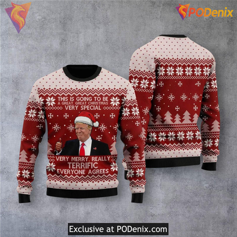 Trump MAGA Holiday Joke Quote Funny Political Ugly Christmas Sweater