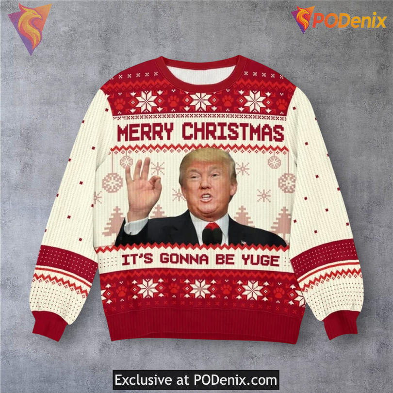 Trump Merry Christmas Yuge Quote MAGA Humor Holiday Ugly Sweater