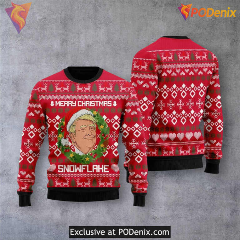 Trump Snowflake Joke Line Political Humor Festive Xmas Sweater