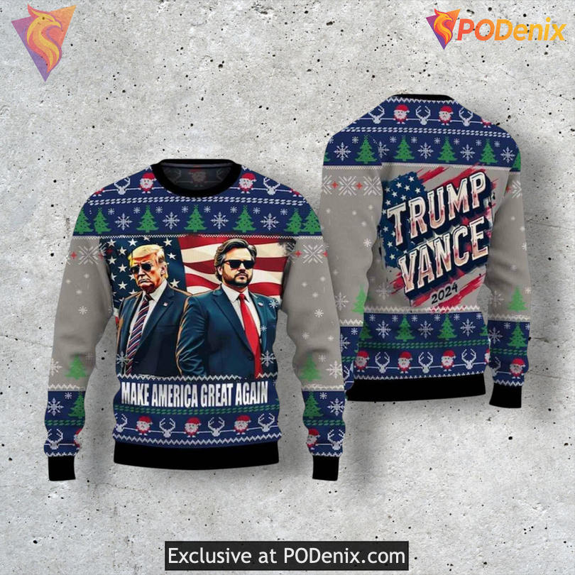 Trump Vance MAGA 2024 Campaign Style Holiday Festive Sweater Trump Vance MAGA 2024 Campaign Style Holiday Festive Sweater
