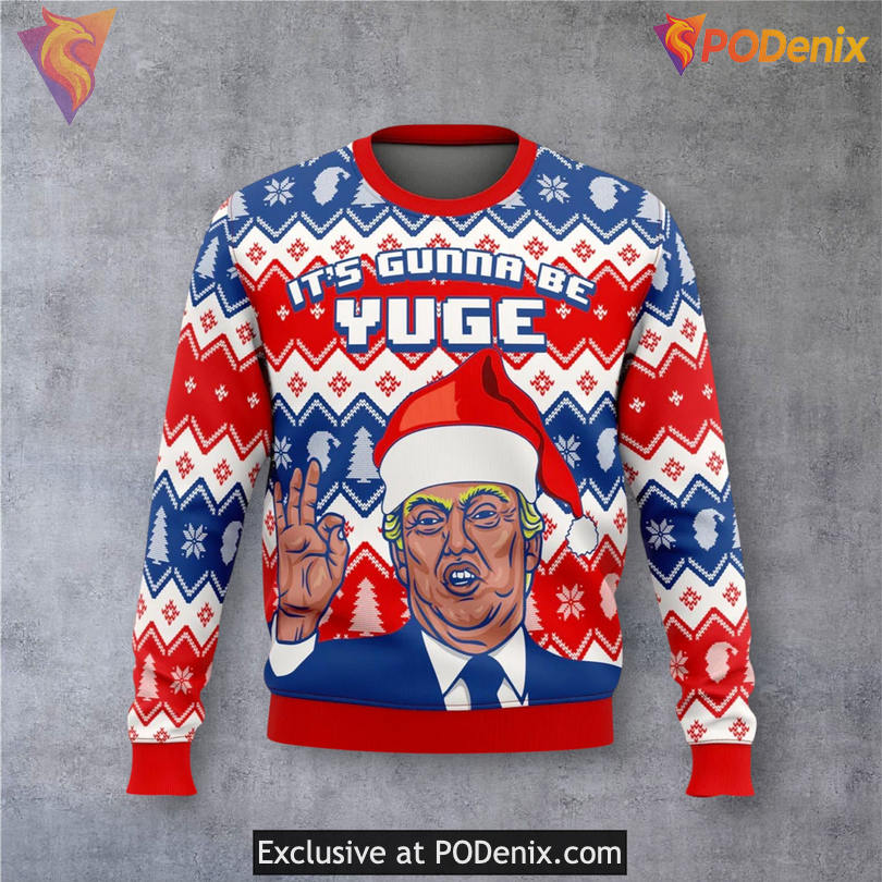 Trump Yuge MAGA Humor Line Party Style Funny Xmas Sweater Trump Yuge MAGA Humor Line Party Style Funny Xmas Sweater