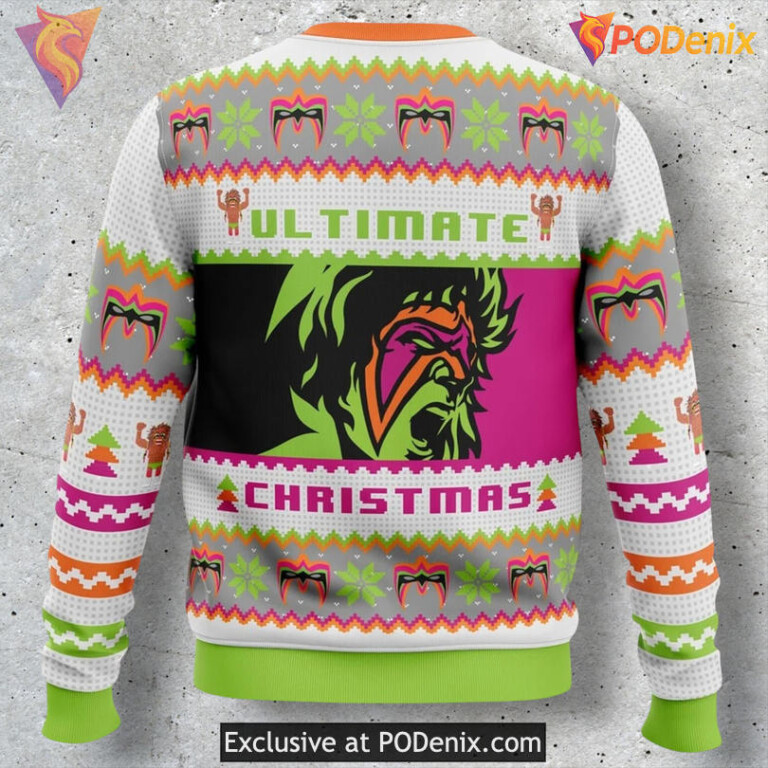 Ultimate Warrior Wrestling Icon 3D Theme Festive Holiday Sweater - 1
