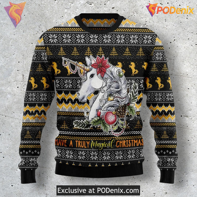 Unicorn Magical Sparkle Cute Fantasy Theme Holiday Xmas Sweater