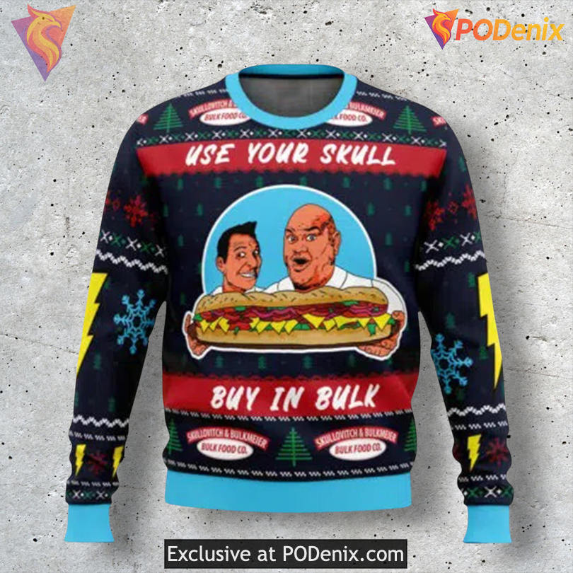 Use Your Skull Bulk Buy Joke Line Funny Holiday Christmas Sweater