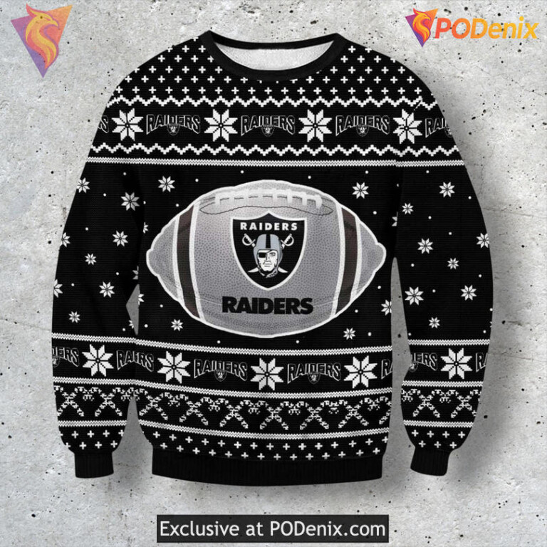 Vegas Raiders Team Logo Classic NFL Sports Holiday Christmas Sweater