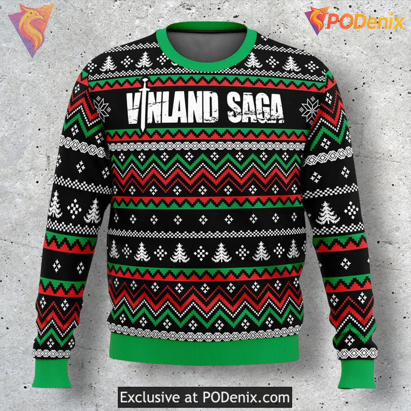 Viking Ship Vinland Saga Nordic Anime Art Festive Holiday Sweater
